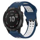 For Garmin Fenix 6 Pro 22mm Two-Color Reverse Buckle Silicone Watch Band(Blue+White) - 1