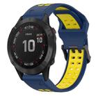 For Garmin Fenix 6 Pro 22mm Two-Color Reverse Buckle Silicone Watch Band(Blue+Yellow) - 1