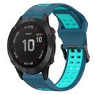 For Garmin Fenix 6 Pro 22mm Two-Color Reverse Buckle Silicone Watch Band(Blue+Teal) - 1