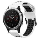 For Garmin Fenix 5 22mm Two-Color Reverse Buckle Silicone Watch Band(White+Black) - 1