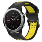 For Garmin Fenix 5 22mm Two-Color Reverse Buckle Silicone Watch Band(Black+Yellow) - 1