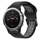 For Garmin Fenix 5 22mm Two-Color Reverse Buckle Silicone Watch Band(Black+Grey) - 1