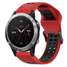 For Garmin Fenix 5 22mm Two-Color Reverse Buckle Silicone Watch Band(Red+Black) - 1
