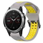 For Garmin Fenix 5 22mm Two-Color Reverse Buckle Silicone Watch Band(Grey+Yellow) - 1