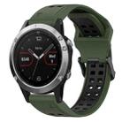 For Garmin Fenix 5 22mm Two-Color Reverse Buckle Silicone Watch Band(Army Green+Black) - 1