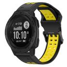 For Garmin Instinct 22mm Two-Color Reverse Buckle Silicone Watch Band(Black+Yellow) - 1
