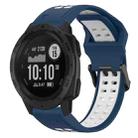 For Garmin Instinct 22mm Two-Color Reverse Buckle Silicone Watch Band(Blue+White) - 1