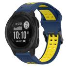 For Garmin Instinct 22mm Two-Color Reverse Buckle Silicone Watch Band(Blue+Yellow) - 1