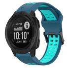 For Garmin Instinct 22mm Two-Color Reverse Buckle Silicone Watch Band(Blue+Teal) - 1