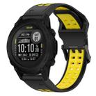 For Garmin Descent G1 22mm Two-Color Reverse Buckle Silicone Watch Band(Black+Yellow) - 1