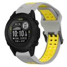 For Garmin Descent G1 22mm Two-Color Reverse Buckle Silicone Watch Band(Grey+Yellow) - 1