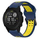 For Garmin Descent G1 22mm Two-Color Reverse Buckle Silicone Watch Band(Blue+Yellow) - 1