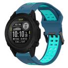 For Garmin Descent G1 22mm Two-Color Reverse Buckle Silicone Watch Band(Blue+Teal) - 1