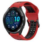 For Garmin Forerunner 965 22mm Two-Color Reverse Buckle Silicone Watch Band(Red+Black) - 1