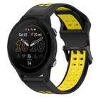 For Garmin Forerunner 955 22mm Two-Color Reverse Buckle Silicone Watch Band(Black+Yellow) - 1