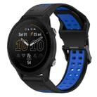 For Garmin Forerunner 955 22mm Two-Color Reverse Buckle Silicone Watch Band(Black+Blue) - 1