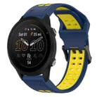 For Garmin Forerunner 955 22mm Two-Color Reverse Buckle Silicone Watch Band(Blue+Yellow) - 1