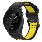 For Garmin Forerunner 945 22mm Two-Color Reverse Buckle Silicone Watch Band(Black+Yellow) - 1