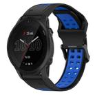 For Garmin Forerunner 945 22mm Two-Color Reverse Buckle Silicone Watch Band(Black+Blue) - 1