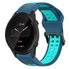 For Garmin Forerunner 945 22mm Two-Color Reverse Buckle Silicone Watch Band(Blue+Teal) - 1