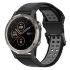 For Garmin Fenix 5 Plus 22mm Two-Color Reverse Buckle Silicone Watch Band(Black+Grey) - 1