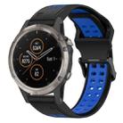 For Garmin Fenix 5 Plus 22mm Two-Color Reverse Buckle Silicone Watch Band(Black+Blue) - 1