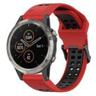 For Garmin Fenix 5 Plus 22mm Two-Color Reverse Buckle Silicone Watch Band(Red+Black) - 1