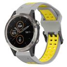 For Garmin Fenix 5 Plus 22mm Two-Color Reverse Buckle Silicone Watch Band(Grey+Yellow) - 1