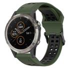 For Garmin Fenix 5 Plus 22mm Two-Color Reverse Buckle Silicone Watch Band(Army Green+Black) - 1