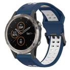 For Garmin Fenix 5 Plus 22mm Two-Color Reverse Buckle Silicone Watch Band(Blue+White) - 1
