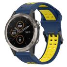 For Garmin Fenix 5 Plus 22mm Two-Color Reverse Buckle Silicone Watch Band(Blue+Yellow) - 1