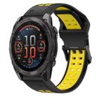 For Garmin Fenix 8 AMOLED 47mm Two Color Reverse Buckle 22mm Silicone Watch Band(Black+Yellow) - 1