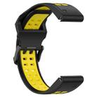 For Garmin Fenix 8 AMOLED 47mm Two Color Reverse Buckle 22mm Silicone Watch Band(Black+Yellow) - 2