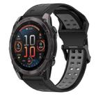 For Garmin Fenix 8 AMOLED 47mm Two Color Reverse Buckle 22mm Silicone Watch Band(Black+Grey) - 1