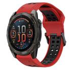 For Garmin Fenix 8 AMOLED 47mm Two Color Reverse Buckle 22mm Silicone Watch Band(Red+Black) - 1