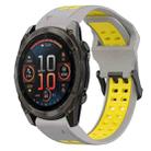 For Garmin Fenix 8 AMOLED 47mm Two Color Reverse Buckle 22mm Silicone Watch Band(Grey+Yellow) - 1