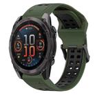 For Garmin Fenix 8 AMOLED 47mm Two Color Reverse Buckle 22mm Silicone Watch Band(Army Green+Black) - 1