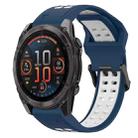 For Garmin Fenix 8 AMOLED 47mm Two Color Reverse Buckle 22mm Silicone Watch Band(Blue+White) - 1