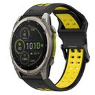 For Garmin Fenix 8 MIP 47mm Two Color Reverse Buckle 22mm Silicone Watch Band(Black+Yellow) - 1