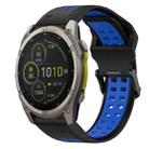 For Garmin Fenix 8 MIP 47mm Two Color Reverse Buckle 22mm Silicone Watch Band(Black+Blue) - 1