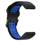 For Garmin Fenix 8 MIP 47mm Two Color Reverse Buckle 22mm Silicone Watch Band(Black+Blue) - 2