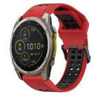 For Garmin Fenix 8 MIP 47mm Two Color Reverse Buckle 22mm Silicone Watch Band(Red+Black) - 1