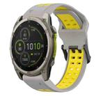 For Garmin Fenix 8 MIP 47mm Two Color Reverse Buckle 22mm Silicone Watch Band(Grey+Yellow) - 1