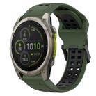 For Garmin Fenix 8 MIP 47mm Two Color Reverse Buckle 22mm Silicone Watch Band(Army Green+Black) - 1