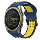 For Garmin Fenix 8 MIP 47mm Two Color Reverse Buckle 22mm Silicone Watch Band(Blue+Yellow) - 1