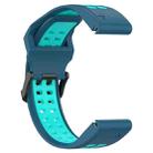 For Garmin Fenix 8 MIP 47mm Two Color Reverse Buckle 22mm Silicone Watch Band(Blue+Teal) - 2