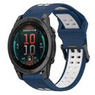 For Garmin Fenix E 47mm Two Color Reverse Buckle 22mm Silicone Watch Band(Blue+White) - 1