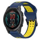 For Garmin Fenix E 47mm Two Color Reverse Buckle 22mm Silicone Watch Band(Blue+Yellow) - 1