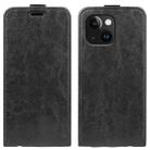 For iPhone 15 R64 Texture Single Vertical Flip Leather Phone Case(Black) - 1