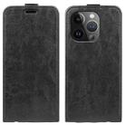 For iPhone 15 Pro Max R64 Texture Single Vertical Flip Leather Phone Case(Black) - 1